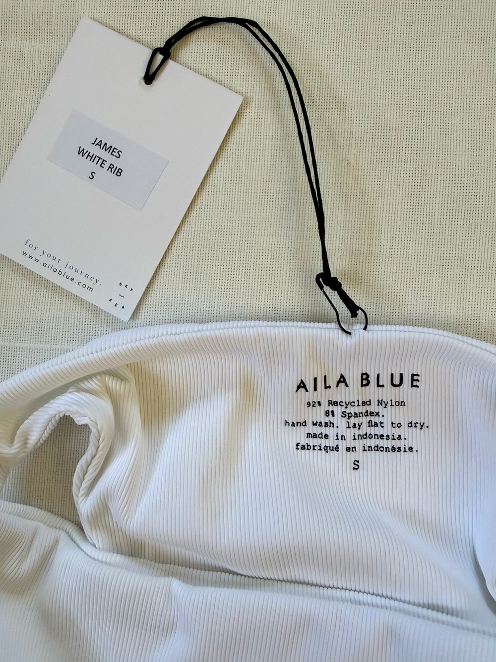 NWT AILA BLUE James High Hip Bikini Bottom | White Rib Size S - Picture 6 of 6
